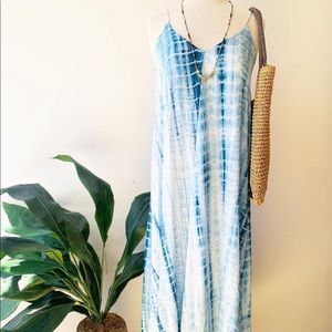 GRAY tie-dye maxi slip dress